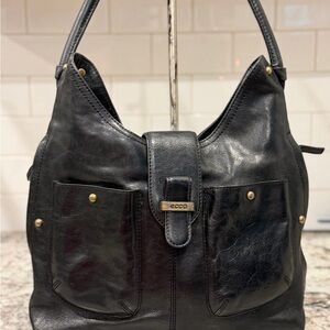 Ecco Black Leather Hobo Bag